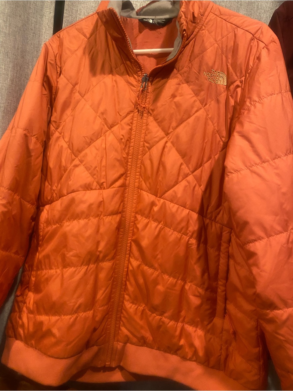 The North Face Orange Quilted Diamond Puffer Jacket